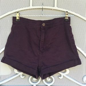 Burgundy Hugh rise shorts
